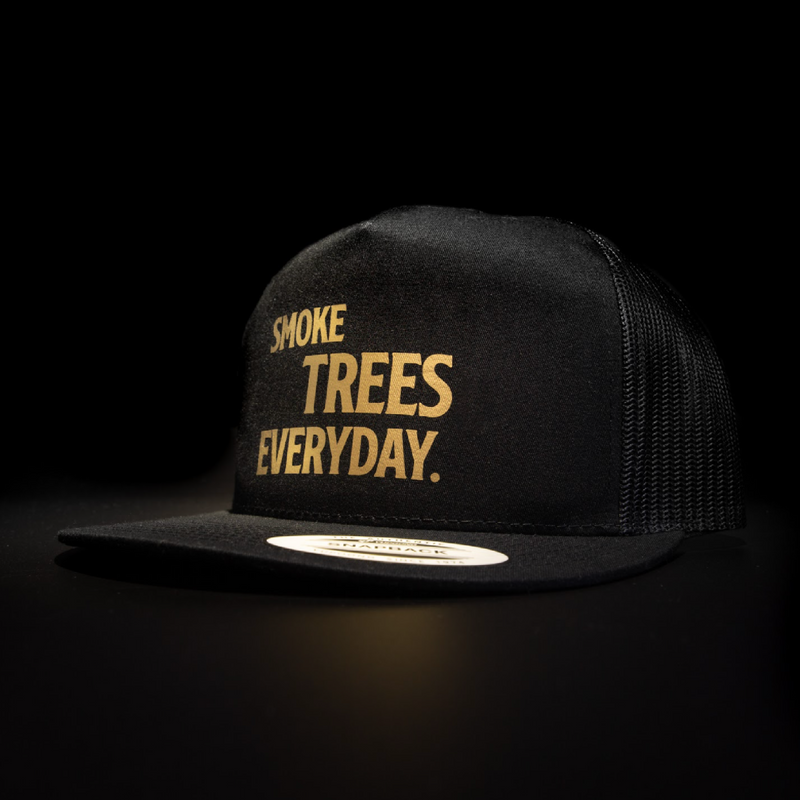 'Smoke Trees Everyday' Trucker Snapback Hat - Flat Bill